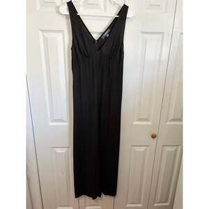 ModCloth Black Sleeveless V Neck Wide Leg Jumpsuit Small Belted New With Flaw
